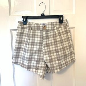 Princess Polly Plaid Marini Shorts Grey and White